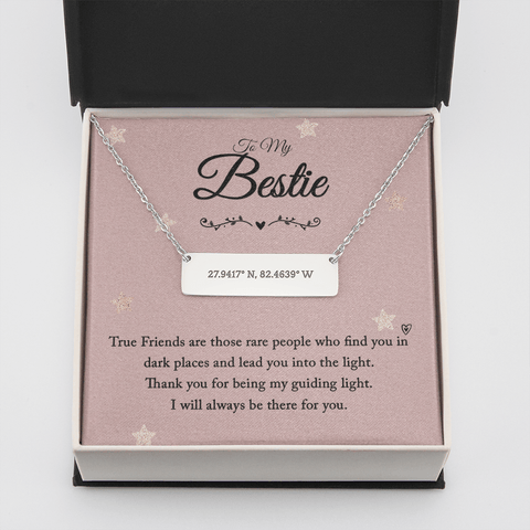 To my bestie-True Friends are those Coordinate Horizontal Bar Pendent