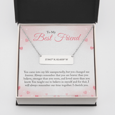 To my Bestie you came into my life unexpectedly 2 Coordinate Horizontal Bar Pendent
