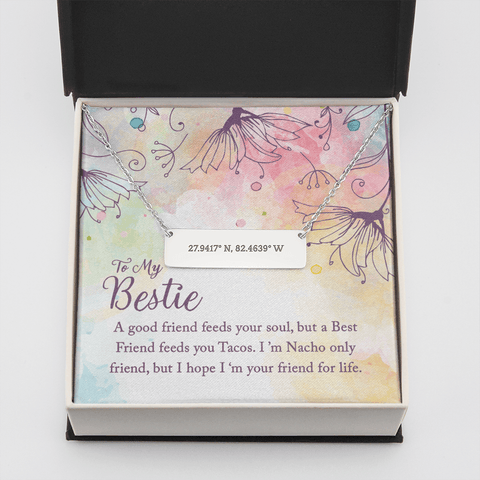 To my Bestie-A good friend feeds your soul Coordinate Horizontal Bar Pendent
