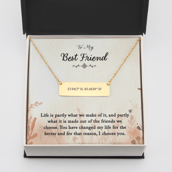 To my Best Friend-Life is partly (1) Coordinate Horizontal Bar Pendent