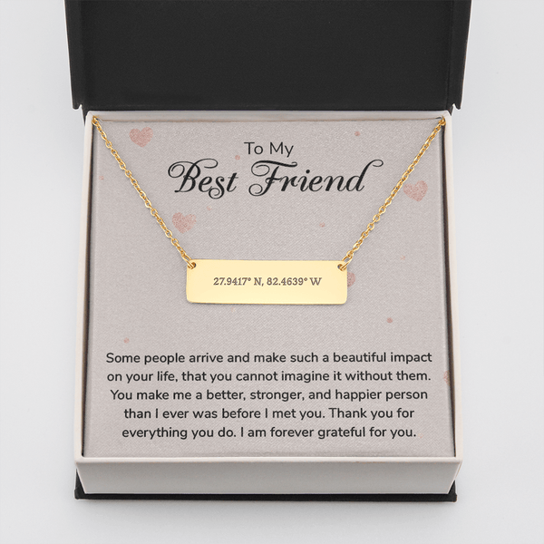 To my Best Friend-Some people arrive Coordinate Horizontal Bar Pendent