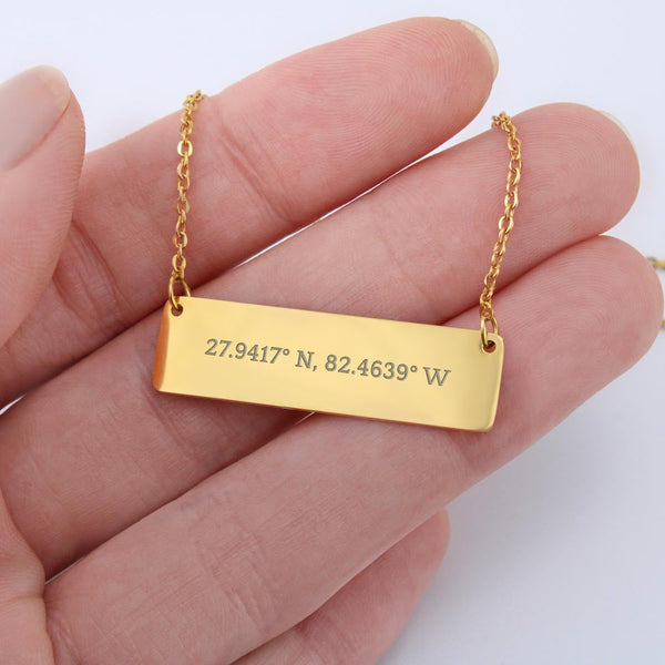 To My Daughter - I am so pround of the person you are today Coordinate Horizontal Bar Pendent