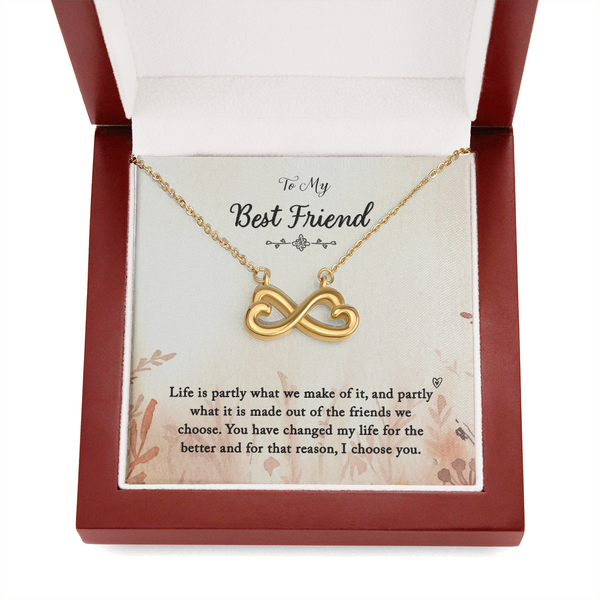 To my Best Friend-Life is partly Infinity Heart Necklace