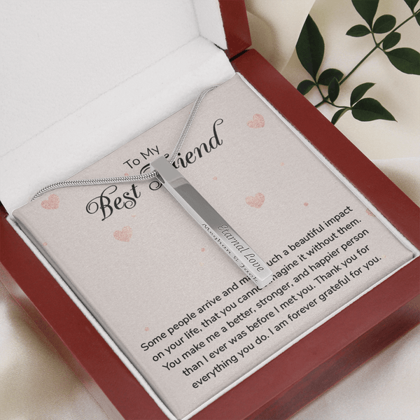 4 Sided Engraved Pendent - To my best friend some people arrive