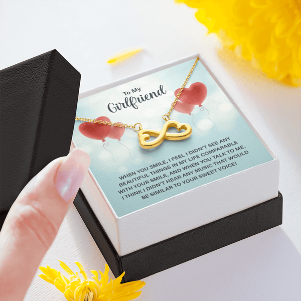 To My Girlfriend - When you smile Infinity Heart Necklace