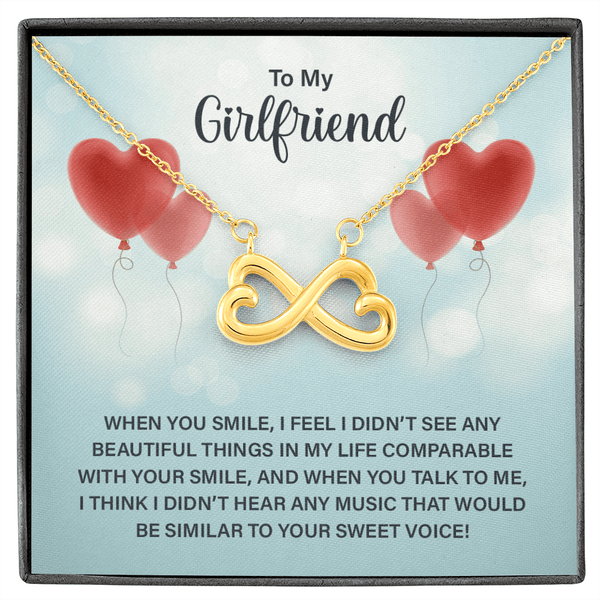 To My Girlfriend - When you smile Infinity Heart Necklace