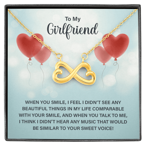 To My Girlfriend - When you smile Infinity Heart Necklace