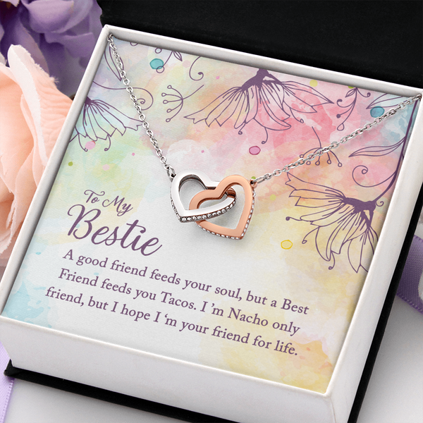 To my Bestie-A good friend feeds your soul Interlocking heart Necklace