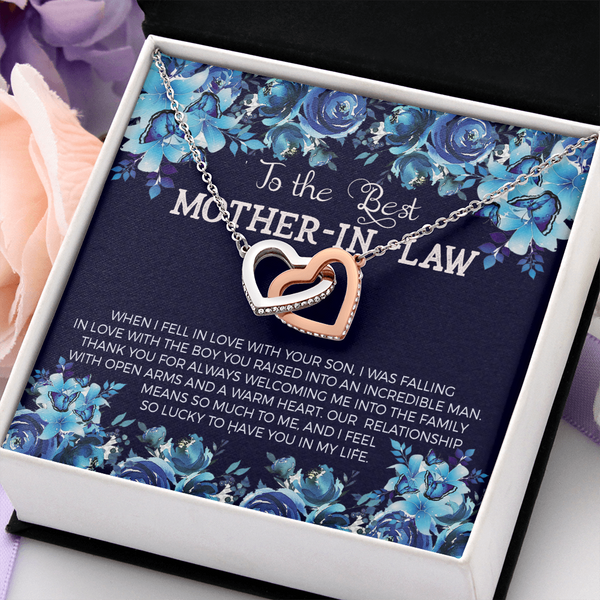 Messag mother in law Interlocking heart Necklace
