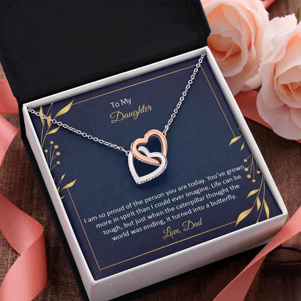 To My Daughter - I am so pround of the person you are today Interlocking heart Necklace