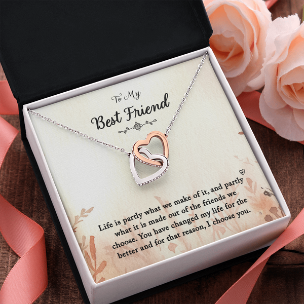 To my Best Friend-Life is partly (1) Interlocking heart Necklace