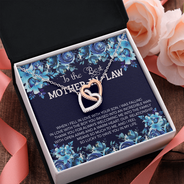 Messag mother in law Interlocking heart Necklace