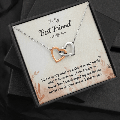 To my Best Friend-Life is partly (1) Interlocking heart Necklace