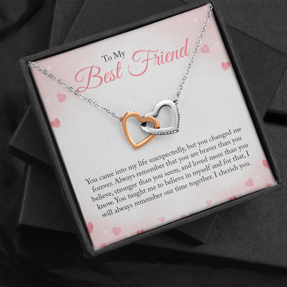 To my Bestie you came into my life unexpectedly 2 Interlocking heart Necklace