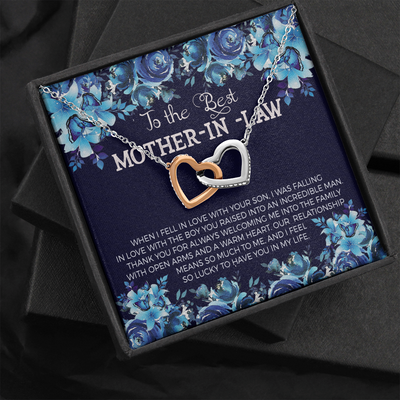 Messag mother in law Interlocking heart Necklace