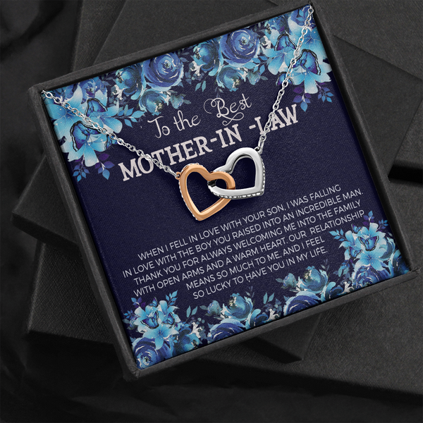 Messag mother in law Interlocking heart Necklace