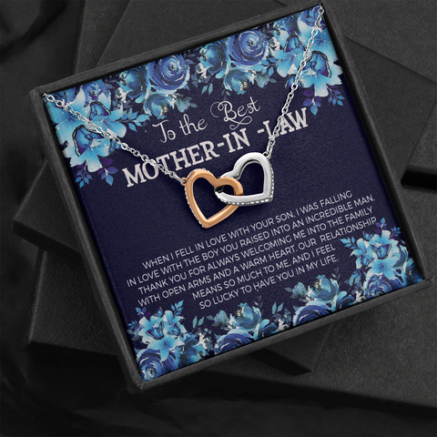 Messag mother in law Interlocking heart Necklace
