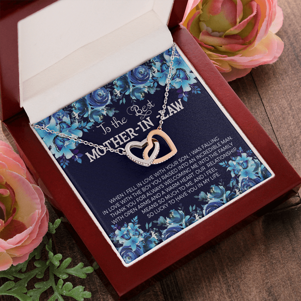 Messag mother in law Interlocking heart Necklace