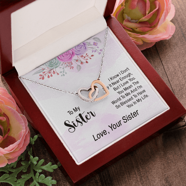 To my sister - i know i don't say it near enough Interlocking heart Necklace