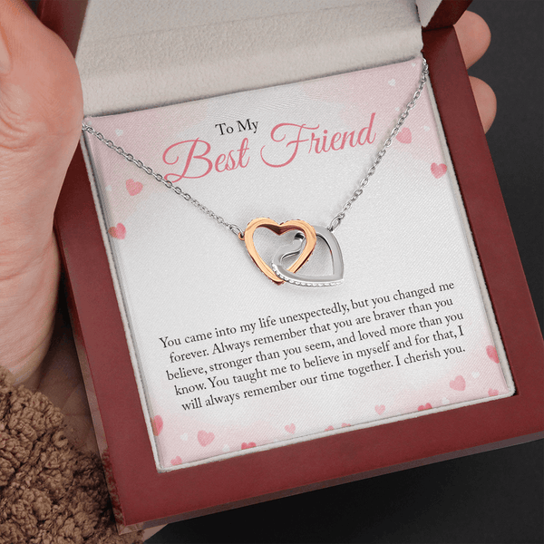 To my Bestie you came into my life unexpectedly 2 Interlocking heart Necklace