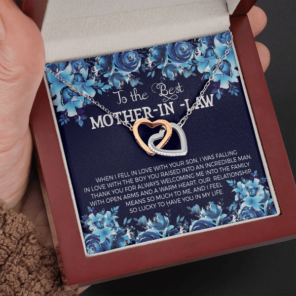 Messag mother in law Interlocking heart Necklace