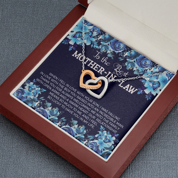 Messag mother in law Interlocking heart Necklace