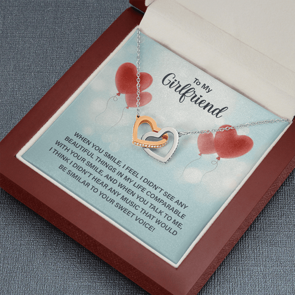 To My Girlfriend - When you smile Interlocking heart Necklace