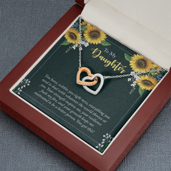To My Daughter - you have within you right now Interlocking heart Necklace