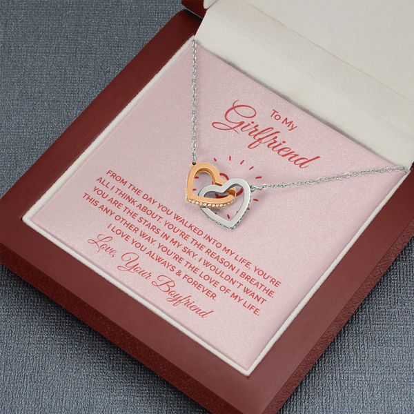 To My Girlfriend - From the day you walked into my life Interlocking heart Necklace