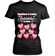 "Happiness is Having Grandchildren to love", Customized Your Grandkids Names.