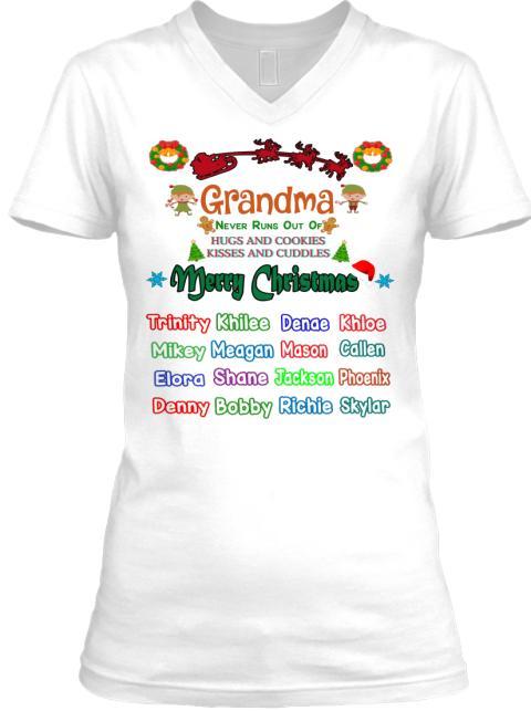 Grandma - Merry Christmas New Edition Kids Names Upto 40 (Most Grandmas Buy 2 Or More)