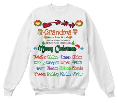 Grandma - Merry Christmas New Edition Kids Names Upto 40 (Most Grandmas Buy 2 Or More)