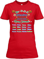 Grandma - Merry Christmas New Edition Kids Names Upto 40 (Most Grandmas Buy 2 Or More)Special Edition Red And Green