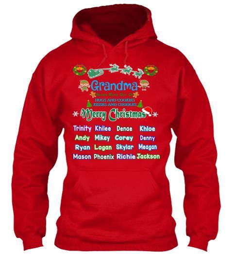 Grandma - Merry Christmas New Edition Kids Names Upto 40 (Most Grandmas Buy 2 Or More)Special Edition Red And Green