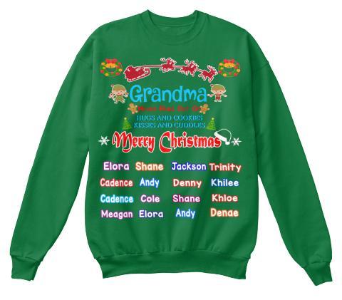 Grandma - Merry Christmas New Edition Kids Names Upto 40 (Most Grandmas Buy 2 Or More)Special Edition Red And Green