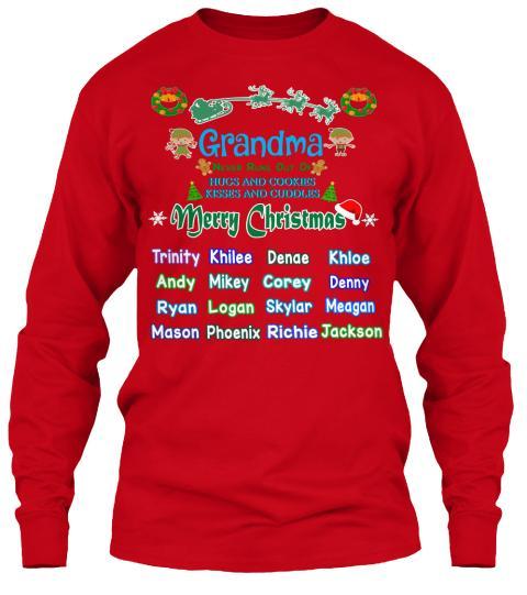 Grandma - Merry Christmas New Edition Kids Names Upto 40 (Most Grandmas Buy 2 Or More)Special Edition Red And Green