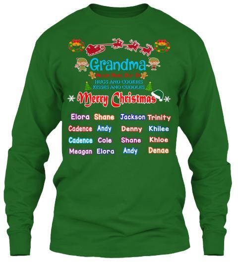 Grandma - Merry Christmas New Edition Kids Names Upto 40 (Most Grandmas Buy 2 Or More)Special Edition Red And Green