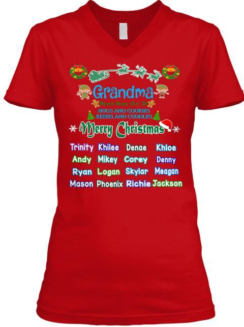 Grandma - Merry Christmas New Edition Kids Names Upto 40 (Most Grandmas Buy 2 Or More)Special Edition Red And Green