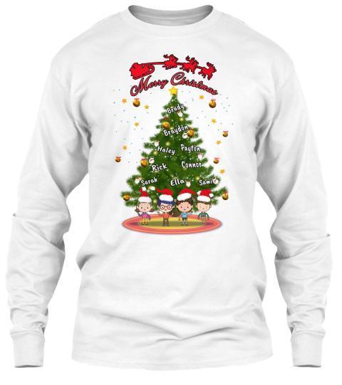 Grandma - Merry Christmas With Your Kids/Grandkids Names (Flat 70% Off) Long Sleeve And Hoodies.