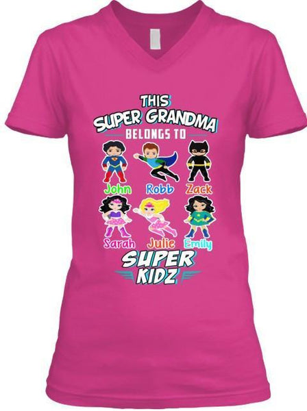 Grandma - This Super Grandma Belongs To Super Kids" T-Shirt At Slashed Prices Sale Is On ( Most Grandmas / NANA Buy 2-5 Designs). Make Grandparents Proud.