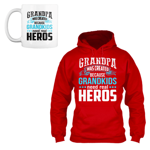 Grandpa - Grandpa Was Created The Hero - Custom Shirts & Mug Combo