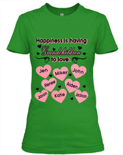 "Happiness is Having Grandchildren to love", Customized Your Grandkids Names.