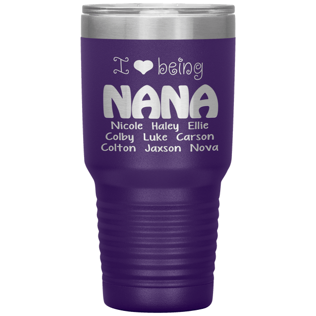 "I 💓 being NANA" Tumbler. Buy For Family & Friends. Save Shipping.