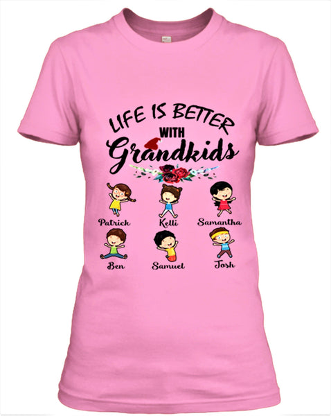 "LIFE IS BETTER WITH GRANDKIDS", CUSTOMIZED YOUR GRANDKIDS NAME.