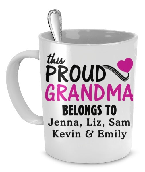 Mug - "Coffee With Grandkids" Custom Proud Grandma Mug