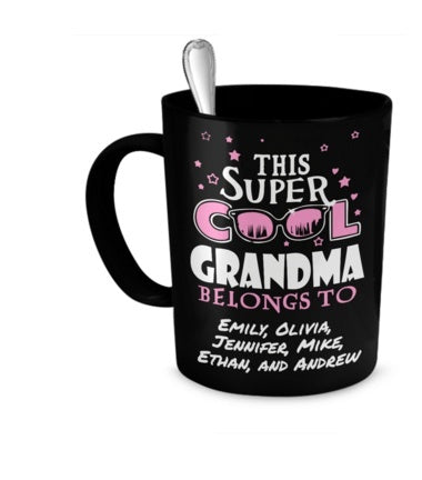 Mug - "Coffee With Grandkids" Custom Super Cool Grandma Mug