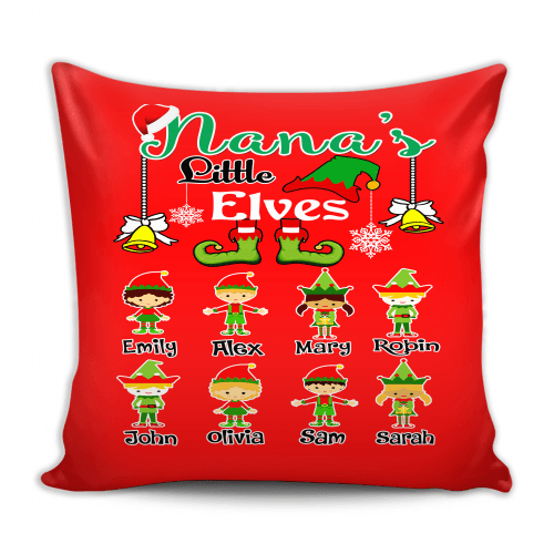 Pillow - Nana's Little Elves Pillow Cover, Custom Pillow Cover With Grandkids Names.