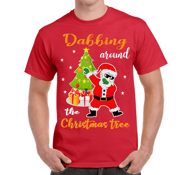 "DABBING AROUND THE CHRISTMAS TREE" (UNISEX T-SHIRT) - RED