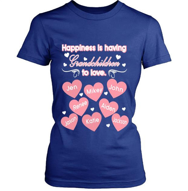 "Happiness is Having Grandchildren to love", Customized Your Grandkids Names.