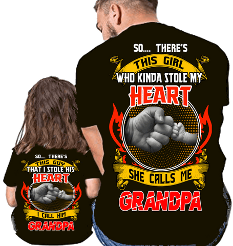 T-shirt - "Stole My Heart Grandpa And GrandDaughter" . 50% OFF. Add Shirts For Grandparents And Grandkids One At A Time To Cart. Flat Shipping. Discount Today Only.